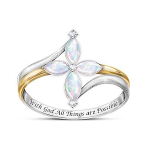 The Trinity Opal And Diamond Ring Size 8.5
