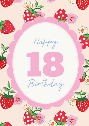 Cath Kidston Happy 18 Birthday Strawberry Pattern Card