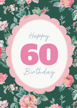 Cath Kidston Happy 60 Birthday Vibrant Floral Pattern Card