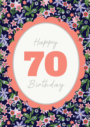 Cath Kidston Happy 70 Birthday Colourful Floral Pattern Card