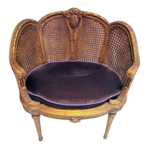1950s Louis XVI Style Large French Chair Vienna Straw Seat and Back