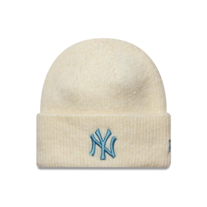 New York Yankees Womens MLB Cream Wide Cuff Knit Beanie Hat