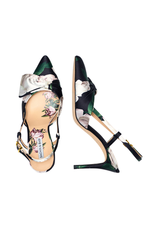 LENOX BLACK MULTI FLORAL 3 INCH SLINGBACK HEEL