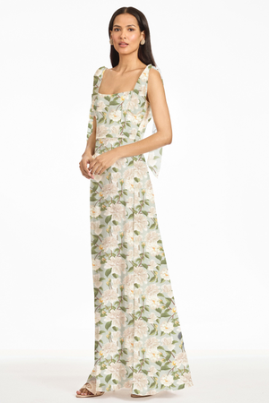 PEARL MINT GREEN FLORAL CHIFFON MAXI GOWN - FINAL SALE