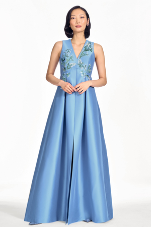 BROOKLYNNE PERIWINKLE EMBROIDERED MIKADO BALL GOWN