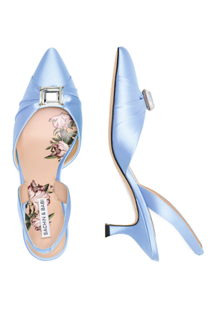 YORK BLUE DUCHESS SATIN 2 INCH KITTEN HEEL