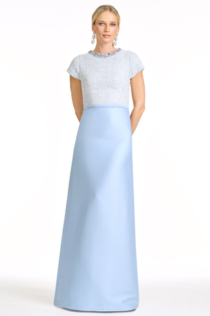 ASPEN LIGHT BLUE EMBELLISHED MIKADO A-LINE GOWN