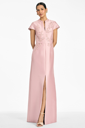 CHARLOTTE PINK EMBELLISHED MIKADO A-LINE GOWN