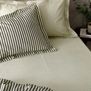 Hebden Narrow Stripe Fitted Sheet - Black Double 135x190cm