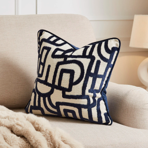 Luxury Arabella Cut Velvet Cushion - Navy 43x43cm