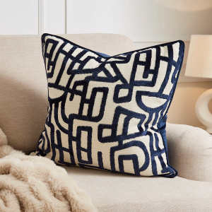 Luxury Arabella Cut Velvet Cushion - Navy 55x55cm