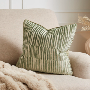 Luxury Ada Cut Velvet Stripe Cushion - Sage 43x43cm