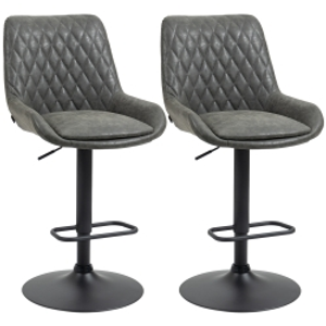 HOMCOM Bar stool Kitchen stool Designer stool, height-adjustable, with footrest, 51 cm x 59 cm x 117 cm, Dark gray + Black