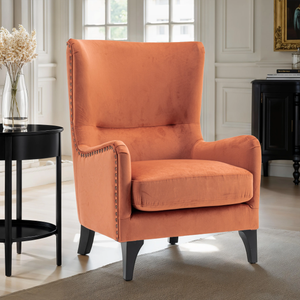 Velvet Orange Segovia Accent Wingback Chair