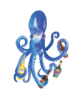 Party Octopus With Beers Card