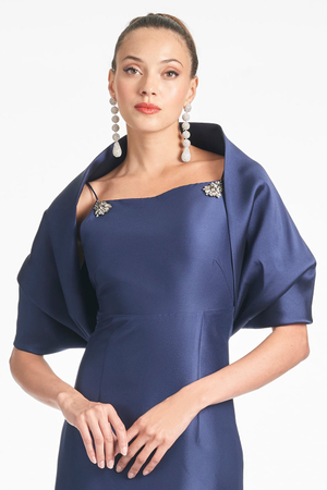 THE HUG NAVY BLUE JACQUARD SHAWL