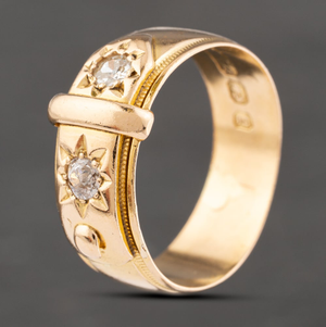 Pre-Owned Antique 18ct Yellow Gold 0.30ct Diamond Buckle Ring 41342122