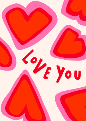 Bold Red Hearts Love You Valentine's Day Card