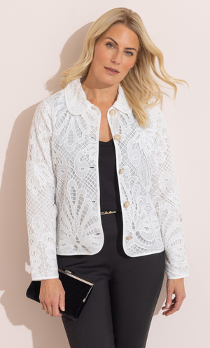 Crochet Lace Button Jacket - Ivory