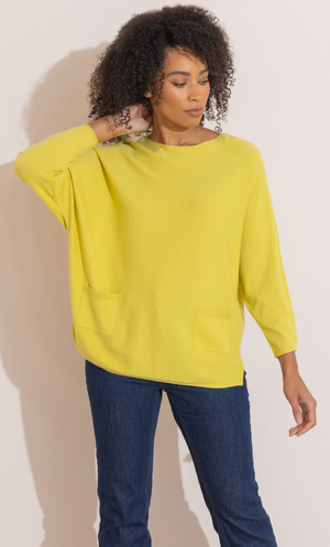 Batwing Knitted Jumper - Lemon/Curd