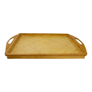 Mid 20th Century Woven Split Rattan Serving Tray