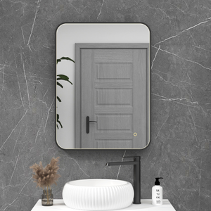 Luxor Matt Black Framed Rectangular Mirror Within Frame LED, Touch Sensor & Demister Pad