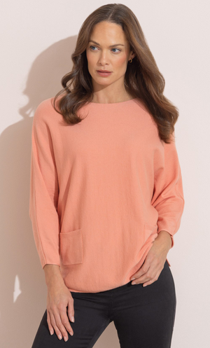 Batwing Knitted Jumper - Peach