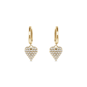 Sparkly Heart Charm Hoop Earrings - Gold (one size)