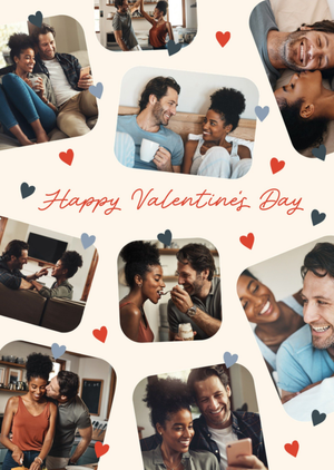 Happy Valentine's Day Photo Upload Hearts Collage Card
