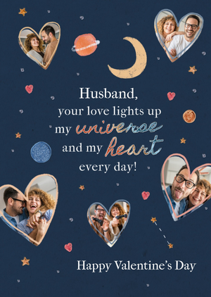 Your Love Lights Up The Universe Photo Upload Husband Valentine's Day Card