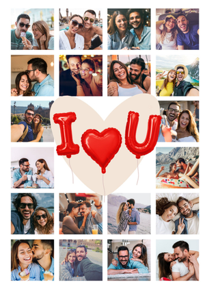 Red Foil Balloon I Heart U Photo Upload Card