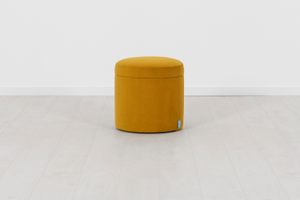 Storage 03 - Small Round Storage Ottoman - Velvet Mustard