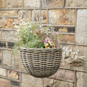 Kamala Indoor Outdoor Grey Kubu Round Hanging Basket Large
