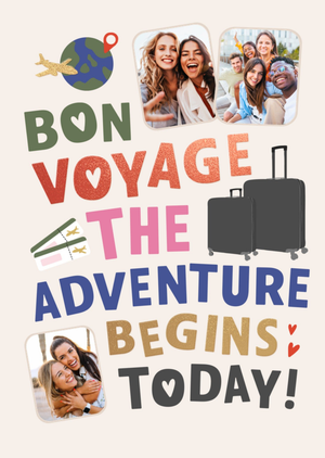 Bon Voyage The Adventure Begins Today Photo Upload Card