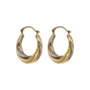 Pre-Owned 9ct Yellow & White Gold Wave Twist Creole Earrings