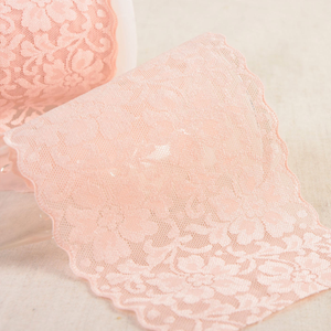 Dentelle élastique fleurs - Saumon