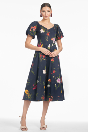 MAGNOLIA NAVY FLORAL A-LINE DRESS - FINAL SALE