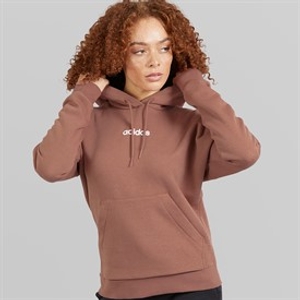 adidas Womens Essentials Linear Logo Fleece Hoodie Warm Clay/White