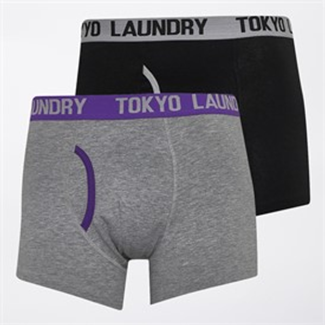 Tokyo Laundry Mens Wilton Two Pack Boxers Light Grey Marl