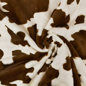 Tissu fausse fourrure animal - Vache tâches marron