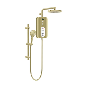 Aquas Nuva - 9.5kW Electric Shower with Head and Riser Rail Kit - Brushed Brass