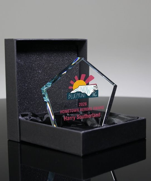 Pentagon Crystal Paperweight Full Color