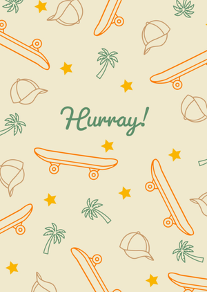Skateboard & Baseball Cap Patterned Birthday Card