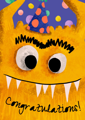Cute Monster Illustrated Congratulations Card