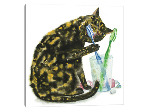 Cat Brushing Teeth