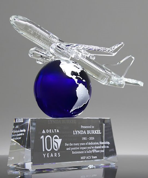 Globe Jetsetter Crystal Airplane Trophy