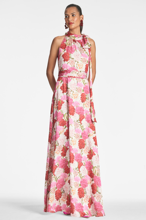 DIANA PINK MULTI FLORAL GEORGETTE MAXI GOWN