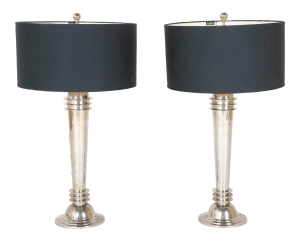 Mid 20th Century Frederick Cooper Atomic Table Lamps With Original Shades - a Pair