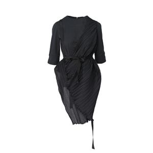 Black Cotton Blouse With A Pleated Ruffle Zoe (XL)