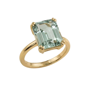 Solid Gold Green Quartz Ring - Luna (O (UK))